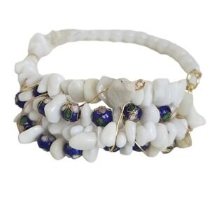 Hand-Painted Classic Cloisonne Beads White Rock Opal Beads Bracelet